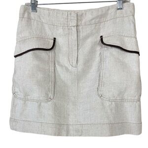 Ann Taylor Loft Linen Cream Lined Mini Skirt 6